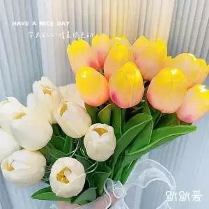 LED 빛으로 10pcs 튤립 인공 꽃 테이블 램프 시뮬레이션 꽃다발 밤 선물 홈 장식
