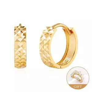 [신세계라이브쇼핑][비앤비골드] (9월베스트) 14K 심플 컷팅 10.3mm 원터치 링 귀걸이 한쌍 PNE23661