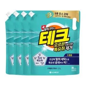 (액체세제)테크 호르몬 특유취 제거 실내건조 액체세제 드럼 리필 2L 4개