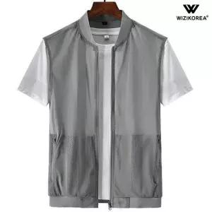 위즈아이 남성 여름 매쉬 경량 조끼 자켓 중년 아웃도어 WI210J