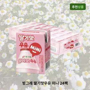 빙그레 딸기맛우유 미니 24팩 어린이우유 간식 멸균