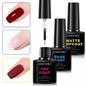 LIMEGIRL 8ml 네일 용 매트 탑베이스 코트 UV 젤 폴리시 세미 퍼머넌트 기능성 매니 바니시