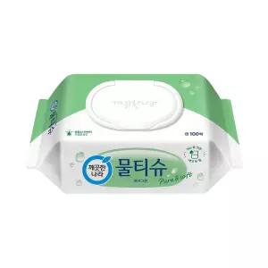 깨끗한나라 물티슈 퓨어 그린 캡형 100매 10팩+2팩(총12팩)