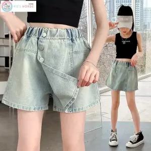 키즈목마 2025 여름 신상 여아 아이스 소재 데님 치마 반바지 주니어 초등 여아 쿨링 청 치마바지656