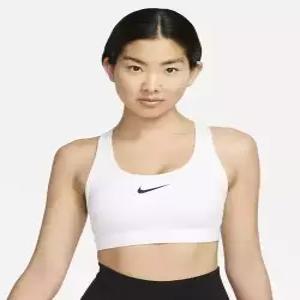 나이키 nike 스우시 미디엄 서포트 패드 스포츠 브라 W - 화이트스톤 모브블랙 DX6822-100
