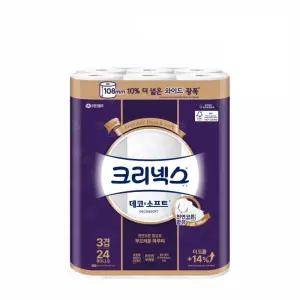 [광폭108mm] 크리넥스 데코소프트 와이드 33m 24롤, 2팩