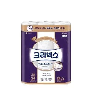 [광폭108mm] 크리넥스 데코소프트 와이드 화이트 33m 24롤, 2팩