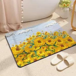 해바라기 규조토 발매트 욕실매트 60x40cm 물세척 가능 화장실 주방매트