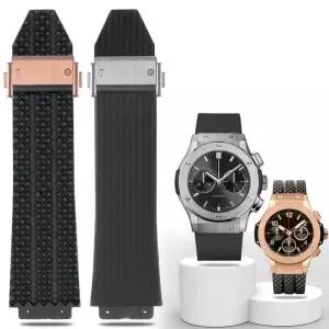 HUBLOT 빅뱅 실리콘 24X17 25X19 방수 남성용 시계 스트랩 체인 고무 팔찌 용 밴드