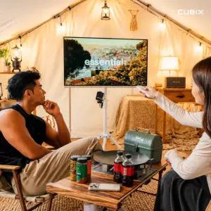 캠핑큐빅스 무선 FHD QLED 60cm(24인치) 캠핑 스탠드 스마트 TV 화이트에디션 티비가방 배터리 셋트