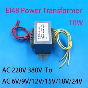 EI48 전력 변압기 10W DB-10VA AC 220V 380V에서 6V/9V/12V/15V/18V/24V 이중 3라인 저주파