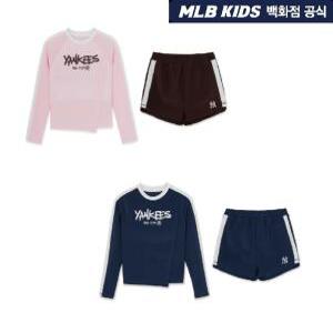 [AK원주점] [MLB KIDS] 걸즈 스트릿 배색 래쉬가드 쇼츠 세트 _ 7FSWB0963