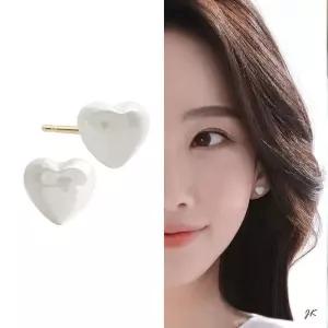 14K 진주 하트 미니 골드 금 귀걸이