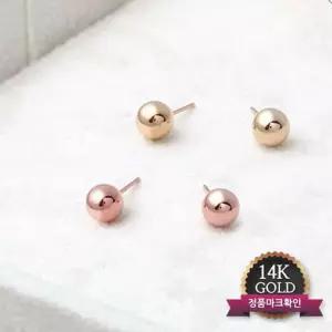 정품 14K 골드 데일리 심플 5mm 금 볼 귀걸이