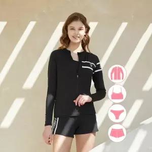 [하프클럽/베이직 엘르]베이직엘르 여성인 집업 래쉬가드 4종세트 체형커버 수영복 캐쥬얼 비