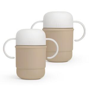 모니 자기주도식 흘림방지 유아컵 양손 멀티 빨대컵 250ml / 밀크베이지 x 2