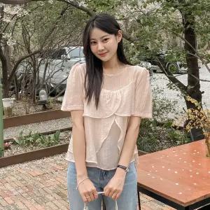 [청순템] 투웨이 레이어드 반팔 블라우스