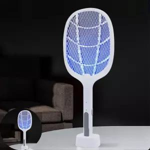 가정용모기퇴치기 거치식 원버튼 충전식 전자 파리 전기모기채