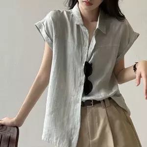SELEAD 셔링 블라우스 여성 민소매 레이어드 데일리 오피스룩 반팔 셔츠