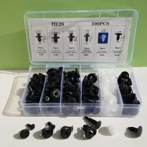 차량용 패스너 100PCS 볼트 클립 자동차 나사 고정핀 너트 범퍼 도어 부품 탭 수리