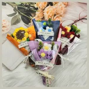 미니 뜨개 꽃다발 니트 조화 완제품 졸업식 발표회 생일 기념일 감사 선물 인테리어 장식