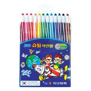 [신세계몰]지구화학 슈퍼색연필 12색 샤프식 색연필 돌돌이