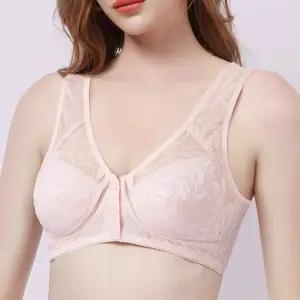 벨라뮤즈 국내산 앞단추 인견 시원한 레이스 노와이어 브라 85B-110B까지 빅사이즈 가능 BR-7009