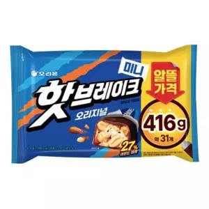 오리온 핫브레이크 미니 416g X 2개 핫브레이크미니 초코바 에너지바 간식