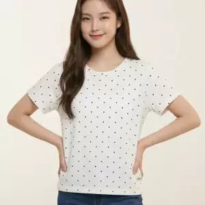 행텐틴즈 동백01 여아 도트 프린트 반팔 티셔츠_화이트  14570-131-443-05-003