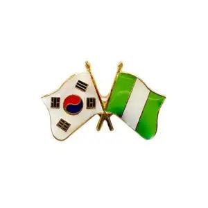 아트박스/로고마크 한국-나이지리아 국기 교차 뱃지 (자석형)