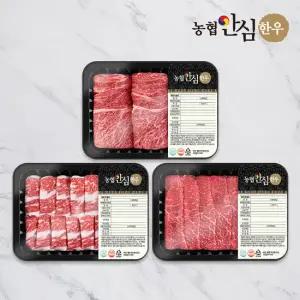 [농협안심한우] 1등급 한우 한근 모듬 구이세트 600g (꽃등심/차돌박이/실속구이)