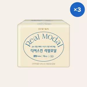 디어스킨 리얼모달 중형 생리대 16P X 3팩