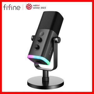 FIFINE USB/XLR 동적 마이크, 터치 무음 버튼, 헤드폰 잭, I/O 제어, PC PS5/4 믹서, 게임 MIC Ampligame A