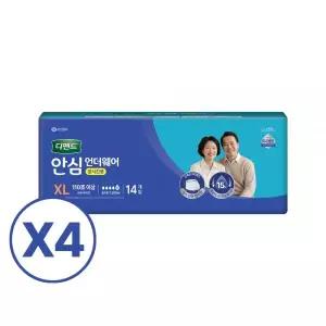 디펜드 안심 언더웨어 성인용 기저귀 팬티 장시간 특대형 14개입 4팩