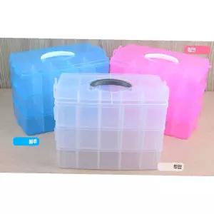 3단 보관함 플라스틱정리함 손잡이 대형 수납함 다용도 멀티박스 휴대용 PVC