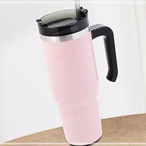 IKWC438C9 써머원 손잡이 핑크 스텐 이중 냉온 보온 보냉 텀블러 량 컵 차 진공 휴대용
