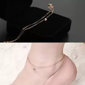 정품 14K Gold 로즈골드 볼 더블 체인 발찌