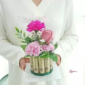 플라워 용돈 생일 케이크 부모님 어버이날 선물 미니 박스 플라워용 돈케이크opq162