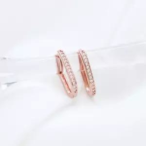 메리S 14K 금침 로즈골드 큐빅 클립 원터치 링 귀걸이