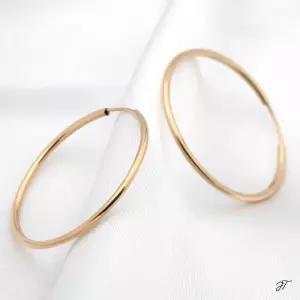 14K 골드필드 심플 골드 30mm 파이프 링 귀걸이