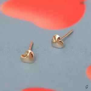 14K 골드 하트 일자침 기본 금 귀걸이