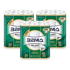 [기타](무료배송)크리넥스 YDLGMNFH 휴지 데코소프트 3겹 24롤x3개