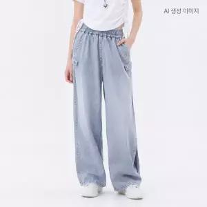 [롯데백화점]더데이걸즈 사이드 스냅 와이드 데님 팬츠바지TGTJ26401