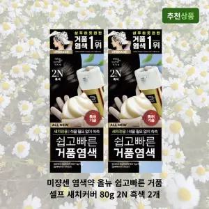미쟝센 염색약 올뉴 쉽고빠른 거품 셀프 새치커버 80g 2N 흑색 2개
