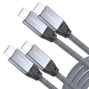 USEBEAN USB C TO 케이블 15피트 2팩 긴 USBC 3.2세대 2X2 20GBPS 데이터 100W PD 충전 4K 비디오 타입C 모니터 코드 아이폰호환 17/16 애플호환 아이패드호환 삼성제품호환 S25 울트라 스위치 DELL용