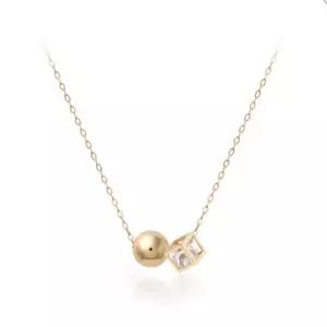 정품 14K GOLD 7mm 볼 큐브 목걸이