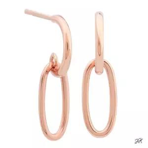 14K 금침 로즈골드 라운드 링 드롭 일자침 귀걸이