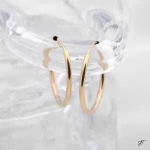 14K 골드필드 심플 골드 20mm 파이프 링 귀걸이