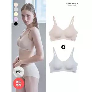 라이크라 인견쉘론 몰드부착 더블스트랩 브라 2종세트 택1