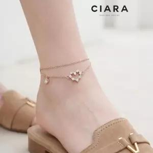 [씨아라]CIARA 14K Saviano 오또스톤 하트 투라인 발찌(GoldPlated)